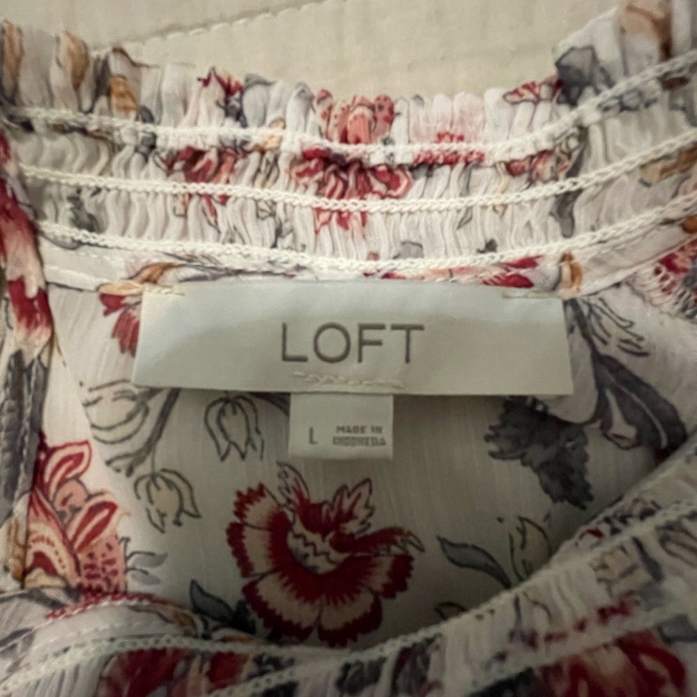LOFT Floral Print Bodysuit - Red and Cream - Picture 3 of 6